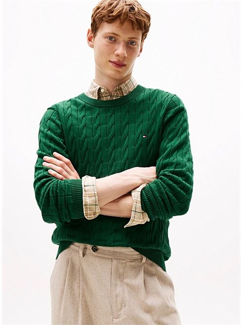 classic cotton cable crew neck Tommy Hilfiger | MW0MW33132L6K.L6K